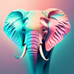 Abstract elephant animal pastel colors digital wallpaper background generative AI