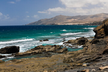 Fototapeta na wymiar Küste an der Playa de La Pared Fuerteventura Spanien
