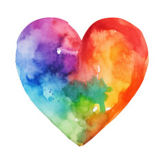Rainbow colors watercolor heart isolated