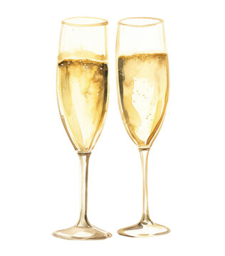 gold champagne flutes isolated