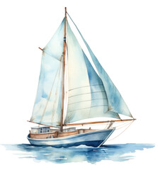 Fototapeta premium a watercolor sail boat with sail,