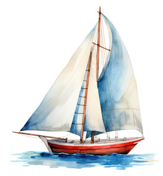 blue sailboat with a red sail image,