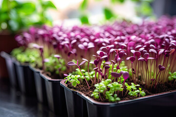 Growing sprouts of microgreens.