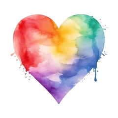 Rainbow colors watercolor heart isolated