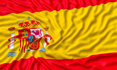 flag of spain with wrinkles. background