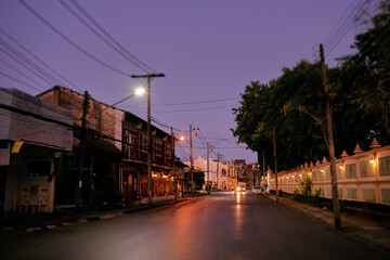 Fototapeta na wymiar Travel by Thailand. Night time at Phuket Old town.