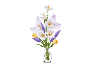 Naklejka na ściany i meble Beautiful Tulips bouquet, Vector illustration colorful watercolor Tulips bouquet in a glass vase..Ai Generative