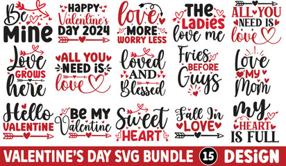Valentine's day svg bundle, Valentine's day t-shirt design, Valentine's Day SVG, Happy Valentine's Day - obrazy, fototapety, plakaty