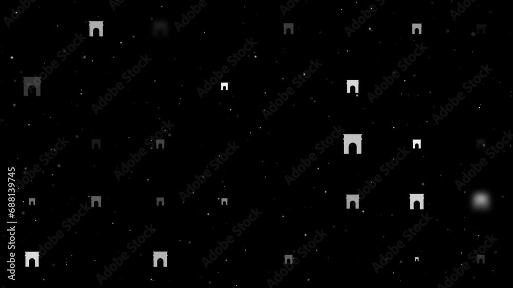Poster template animation of evenly spaced arch symbols of different sizes and opacity. animation of transp