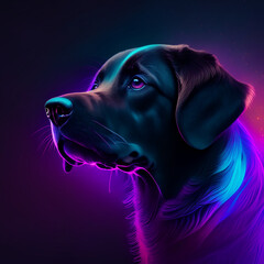 Abstract  dog animal head dark pastel colors digital wallpaper background copy space generative AI