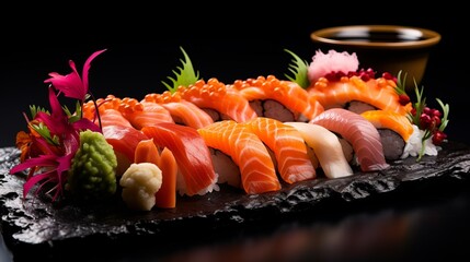 A concept for a delicious and luxurious seafood assortment for asian cuisine gourmet food.