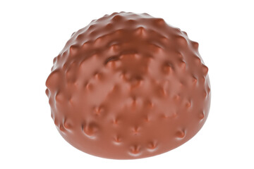Chocolate candy with chopped nuts, 3D rendering isolated on transparent background