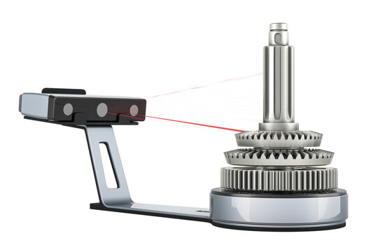 3d scanner scanning of object, 3D rendering isolated on transparent background