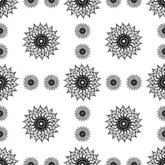 Seamless nature pattern with beautiful flowers. Hand drawn vector illustration