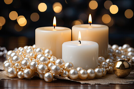 Advent   Christmas perly candles card