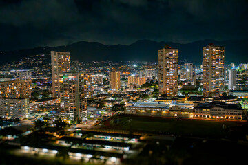 Fototapeta na wymiar City at Night - Aloha Hawaii