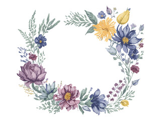 Obraz na płótnie Canvas watercolor flower frame with text space, Png Clip art.ai generative 