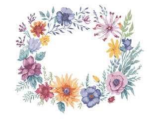 watercolor flower frame with text space, Png Clip art.ai generative
