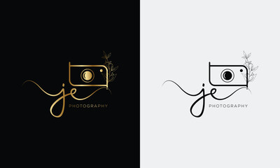 camera logo, modern photography signature logo icon vector