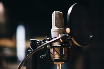 Microphone in studio close-up