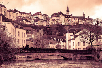 view of the old town country with sepia color style