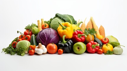 A mixture of vibrant vegetables on a white background.