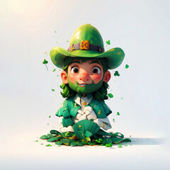 Fototapeta premium Saint Patrick Background - Leprechaun With Hat Isolated on White Background