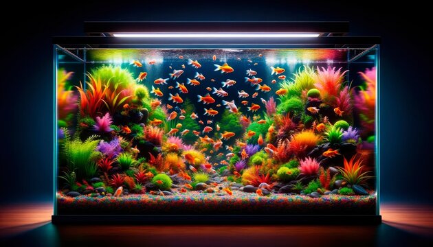 Colorful Aquarium Life with Bright Lighting