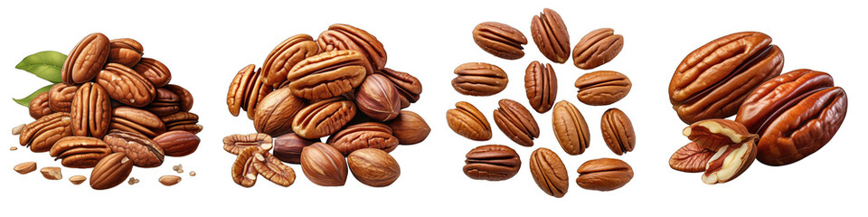 Pecan nuts Hyperrealistic Highly Detailed Isolated On Transparent Background Png File