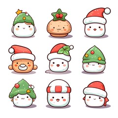 Obraz premium Cute Christmas Icons Collection