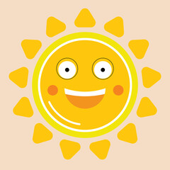 vector a happy sun on grey background