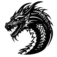 Naklejka premium Black and White Dragon Tattoo Design