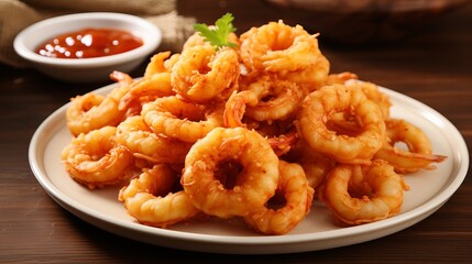 Spicy sauce was used to fry shrimp and squid - Powered by Adobe