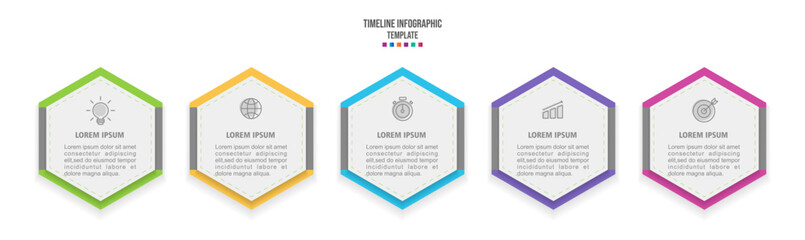Infographic design template with icons and 5 options or steps. Can be used for process, presentations, layout, banner