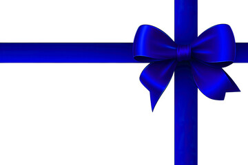 Blue bow with ribbon isolated on  white or transparent background generative ai
