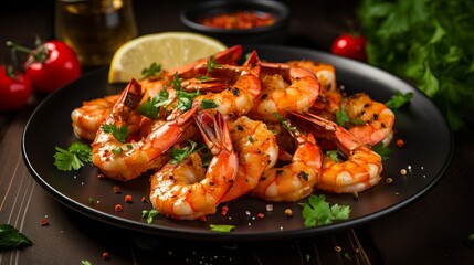 Shrimp that has been grilled and placed on a plate