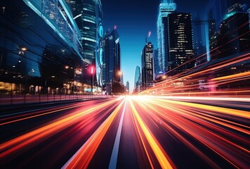 Fototapeta na wymiar city traffic motion blur at night time car