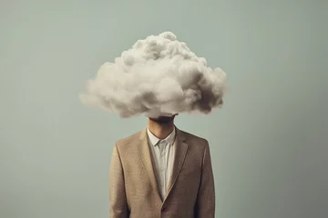 Fotobehang man with cloud instead of head © dobok
