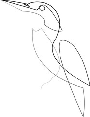 One line kingfisher or halcyon bird design silhouette. Hand drawn minimalism style vector illustration. - obrazy, fototapety, plakaty