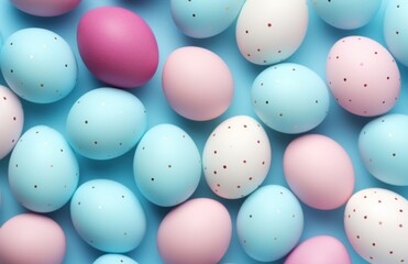 colorful easter eggs on a blue background,