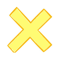 red and yellow cross, multiplication sign