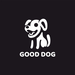 Monochrome good dog icon logo design template. silhouette dog logo vector illustration