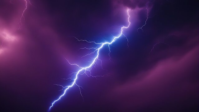 lightning in the sky A lightning bolt with a fractal shape and a blue and purple color scheme 