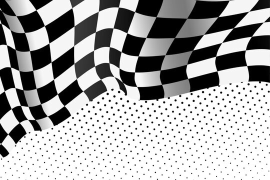 racing sports checkered flag with halftone
