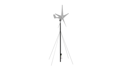 Home wind generator on a mast isolated background, transparent alpha channel png