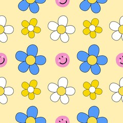 Daisy background and smiley face