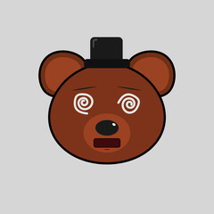 Vector illustration of a bear with emotions in a simple style
