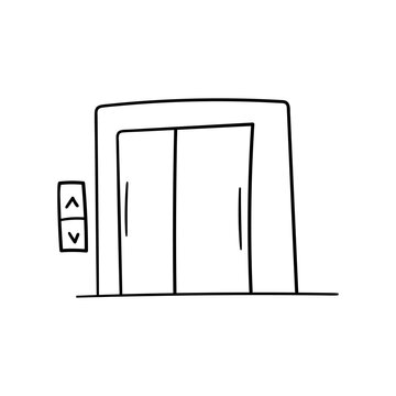 recommend clip art: Elevator with doors closed vector icon in doodle style. Symbol in simple design. Cartoon object hand drawn isolated on white background.