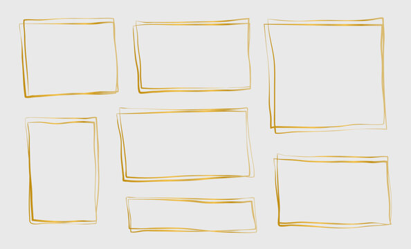Set of golden square and rectangle shapes.