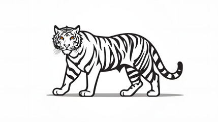 Obraz premium Tiger minimal silhouette icon on a white background AI generative
